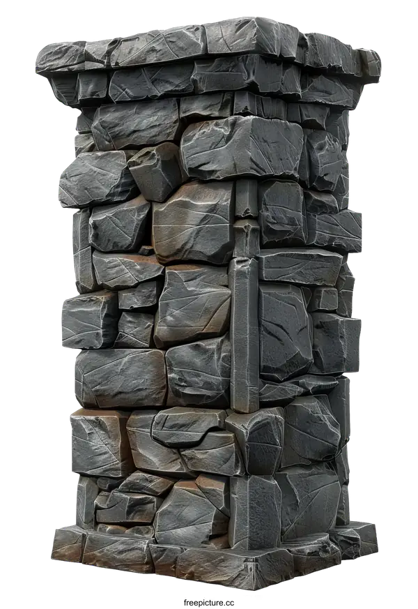 [Transparent Background PNG]Stone pillar illustration on black background