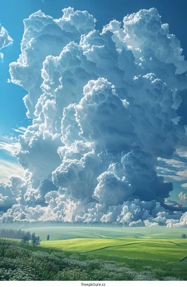 Stunning Cumulus Clouds Over a Lush Landscape