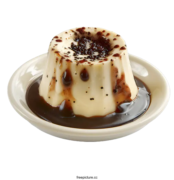 [Transparent Background PNG]A delicious dessert with chocolate sauce