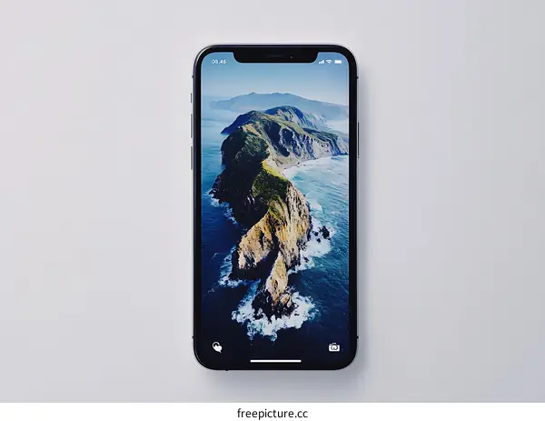 Smartphone Display With Coastal Landscape Wallpaper