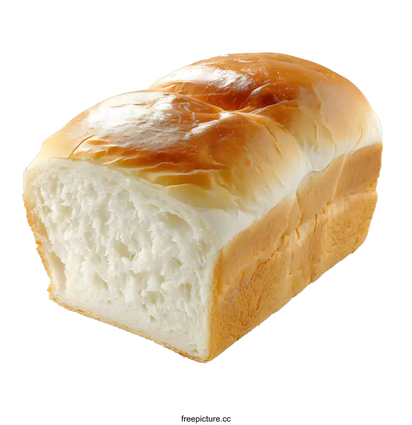 [Transparent Background PNG]Freshly Baked White Bread Loaf Isolated on White Background