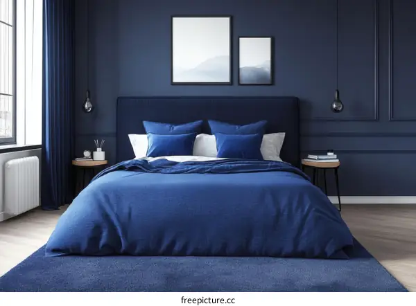 Modern Blue Bedroom Interior Design