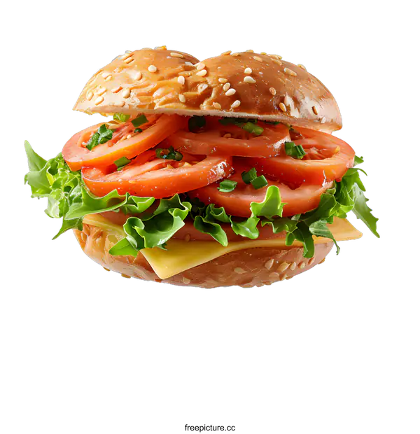 [Transparent Background PNG]Delicious sandwich with ham, cheese and vegetables