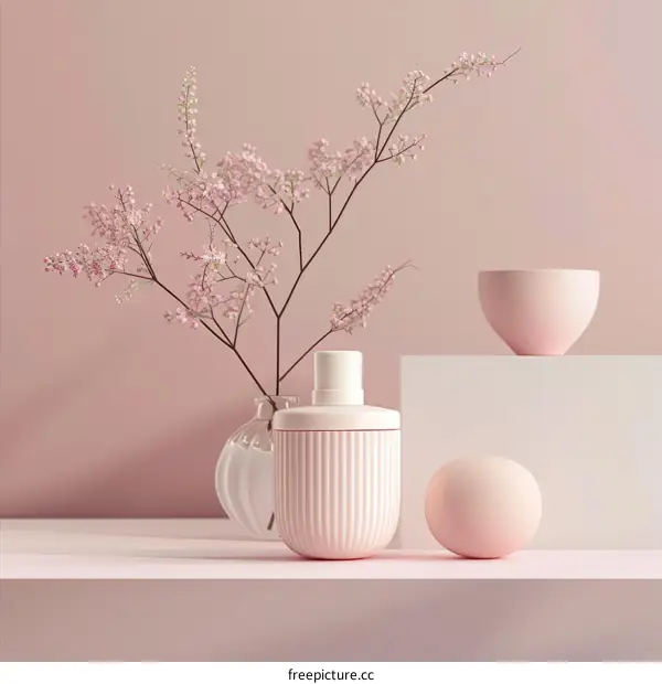 Pink Minimalist Flower Vase Still Life
