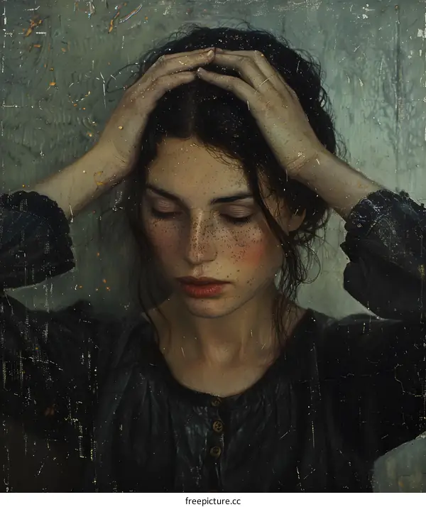 Woman with Freckles and Dark Hair