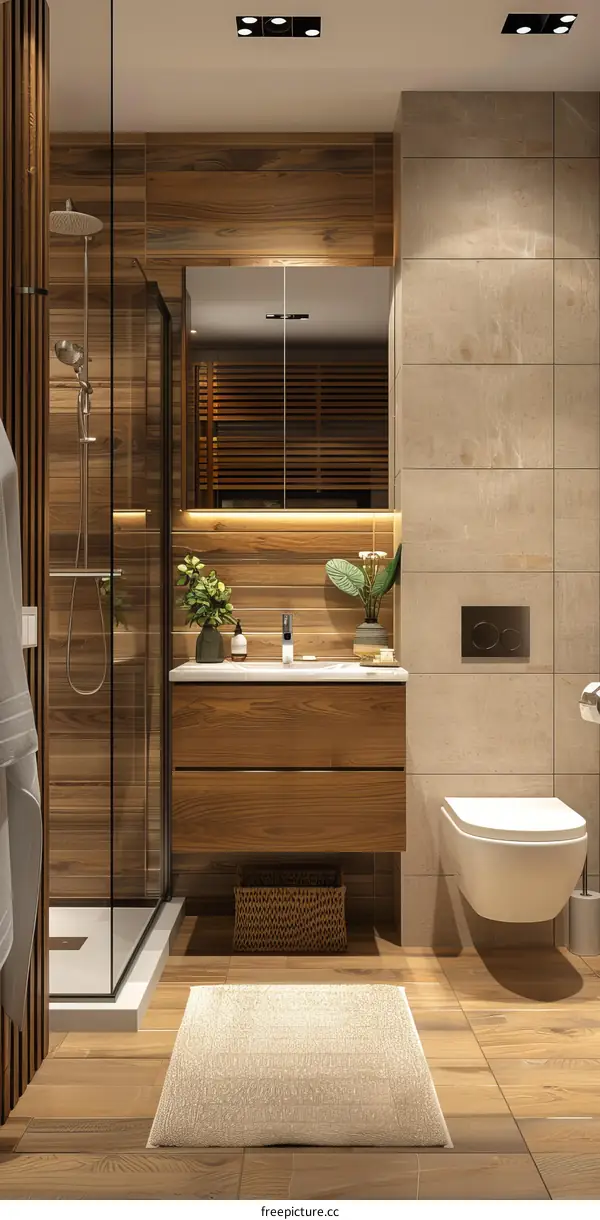 Modern Wooden Bathroom Interior Design