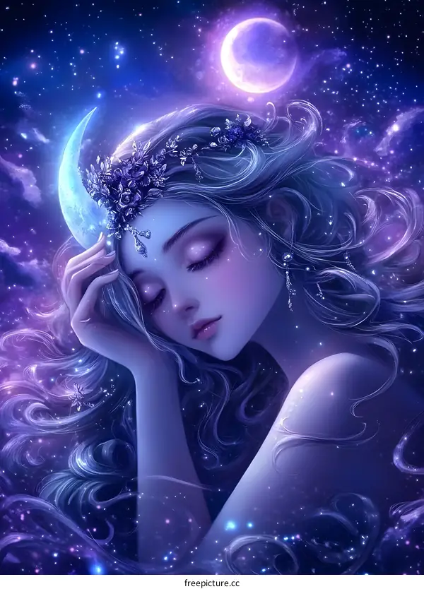 Fantasy Art of Woman Sleeping Under the Stars