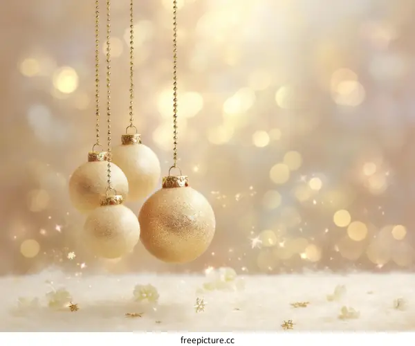 Golden Christmas Ornaments Festive Background
