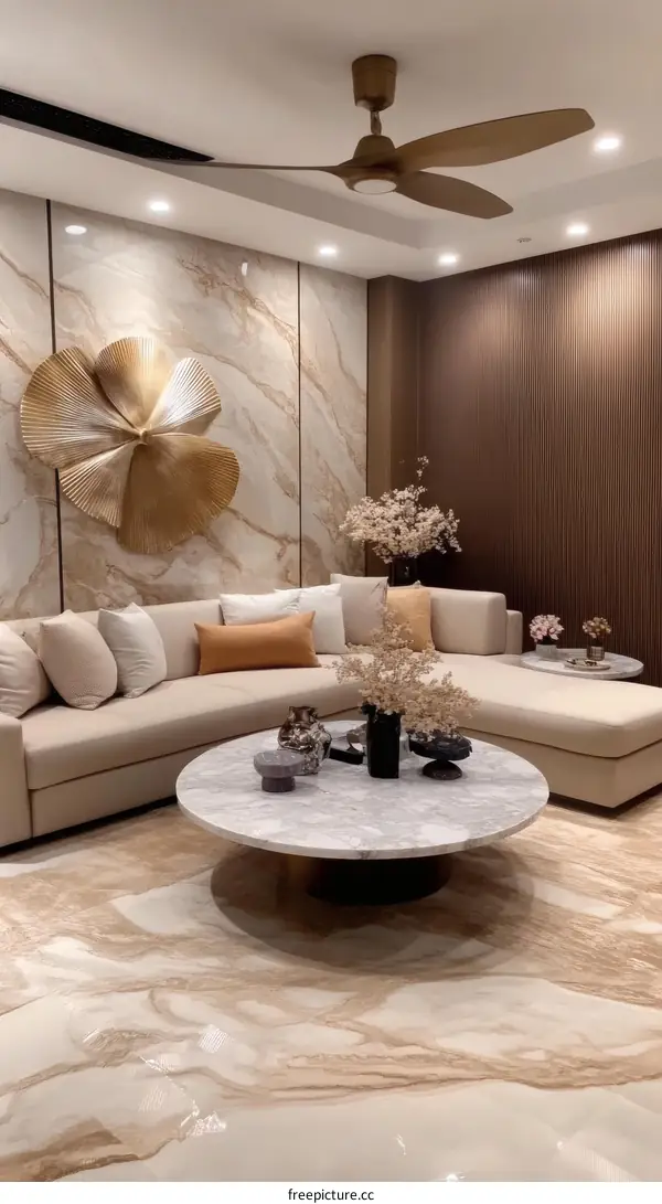 Modern Beige Living Room Interior Design