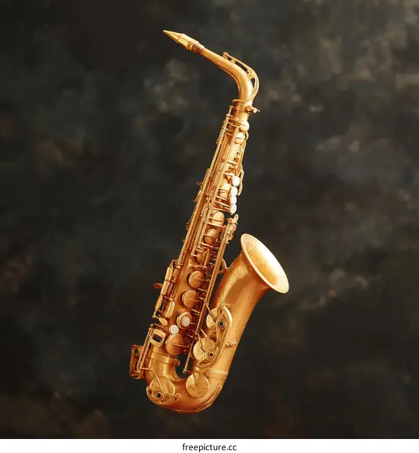 Golden Saxophone on Dark Background