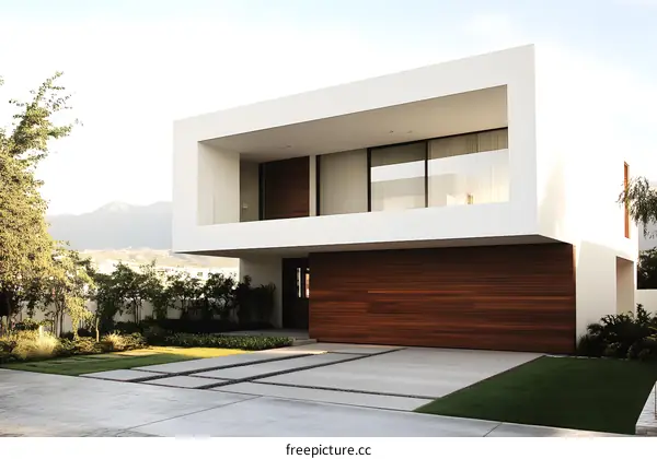 Modern Home Exterior with Wooden Accents