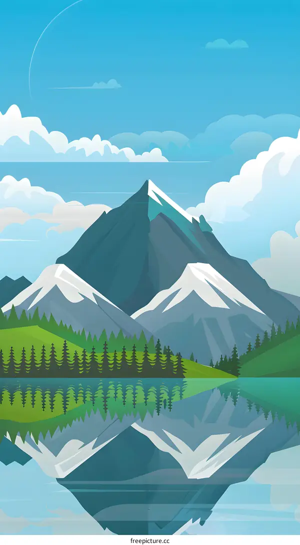 Mountain Landscape with Reflection in Lake