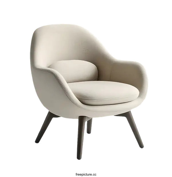 [Transparent Background PNG]Modern Armchair Design Beige Fabric