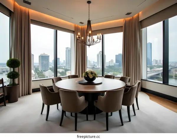 Modern Dining Room With City View