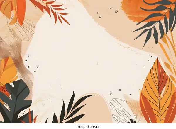 Abstract Minimalist Tropical Leaves Background