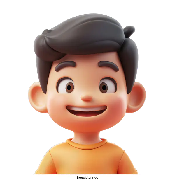 [Transparent Background PNG]3D rendering of a happy smiling boy