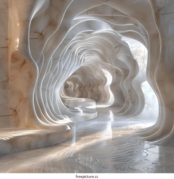 futuristic tunnel made of marble