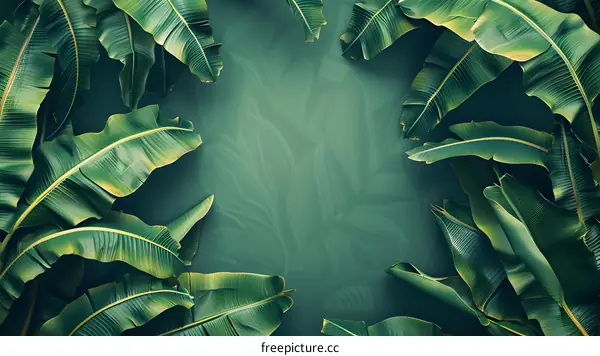 Tropical Leaves Green Background Wallpaper