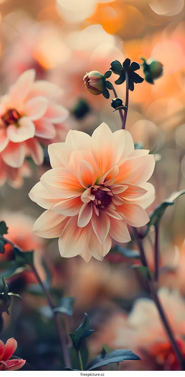 Soft Pink Dahlia Flower Close Up