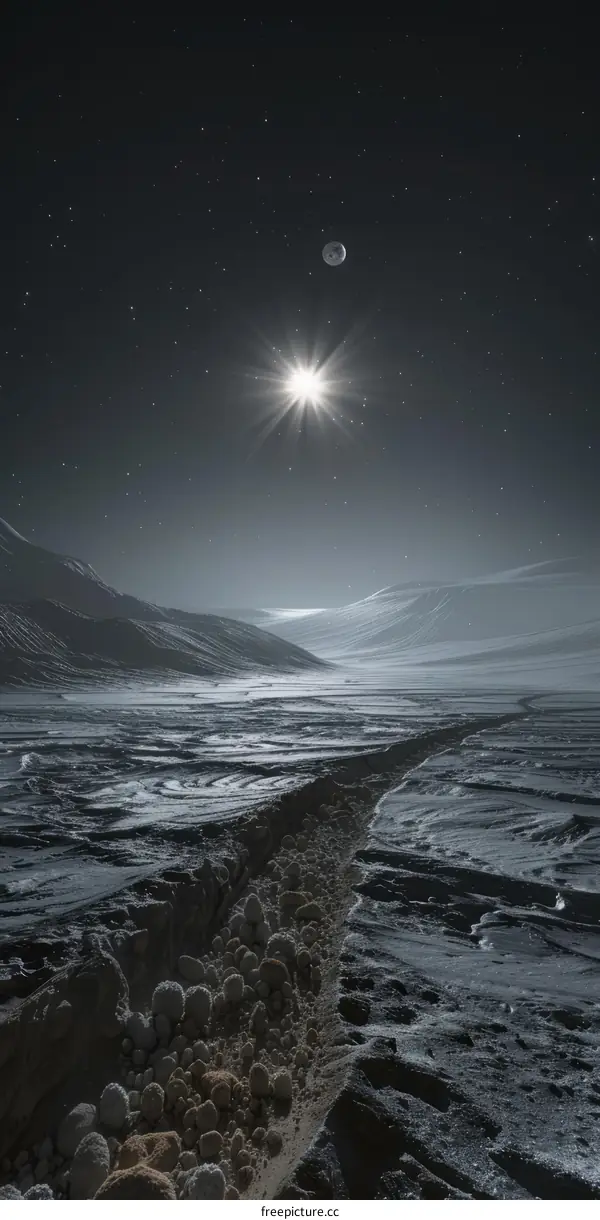 Icy Mountains Envelop Titan's Methane Lake