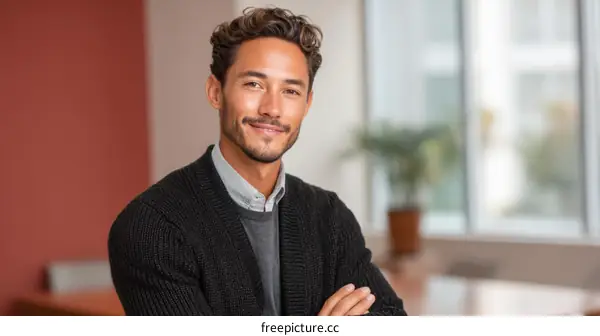 Confident Businessman Portrait in Modern Office