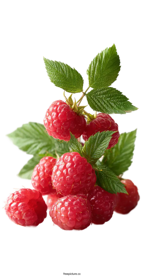 [Transparent Background PNG]Fresh Raspberries on a Branch