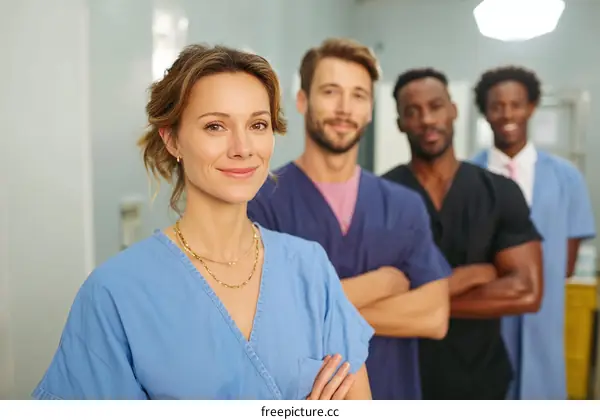 Medical Team Smiling Confidently in Hospital