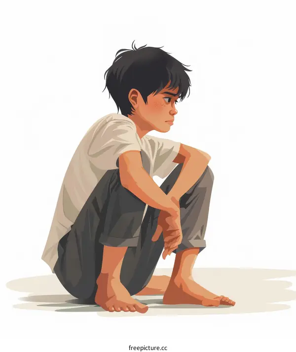 boy sitting on the ground