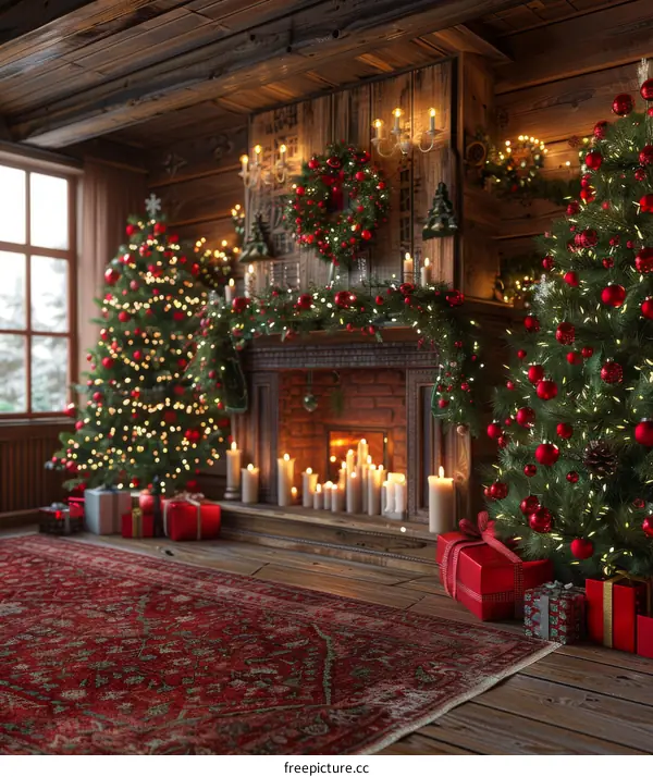 Cozy Christmas Living Room with Decorated Christmas Tree