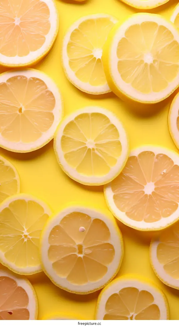 Close-up of fresh lemons on yellow background