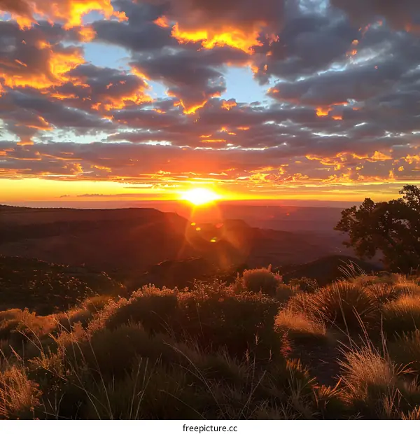 sunset in the mountains