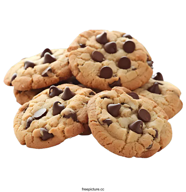 [Transparent Background PNG]Heap of chocolate chip cookies