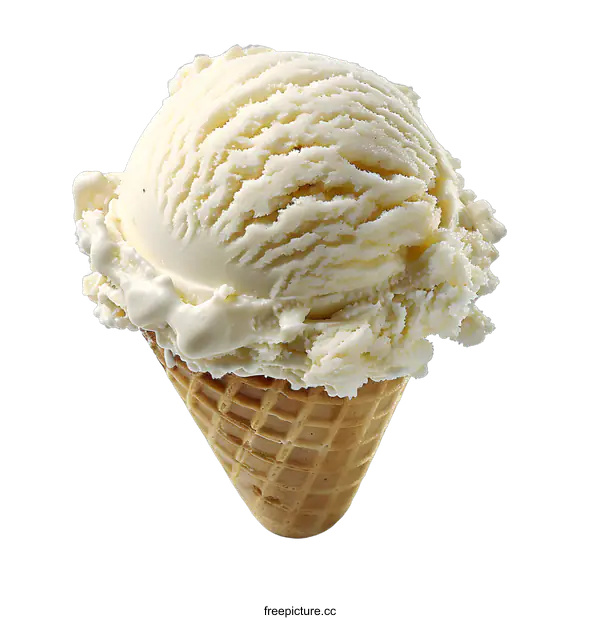 [Transparent Background PNG]Vanilla Ice Cream Cone on White