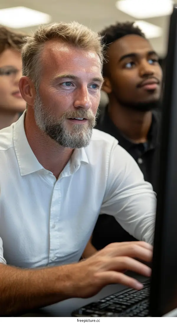 Teacher Guiding Students in Classroom