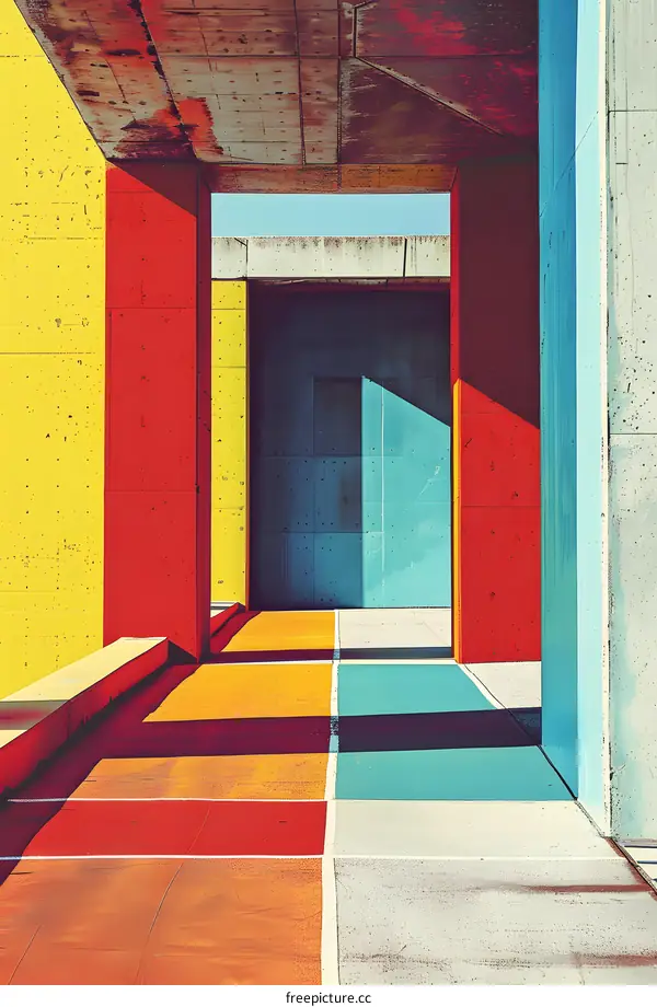 Abstract Architecture with Colorful Walls and Shadows