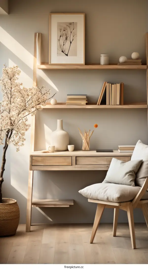 A Minimalist Home Office with a Natural Touch