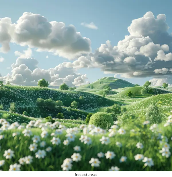 Beautiful Springtime Landscape Illustration