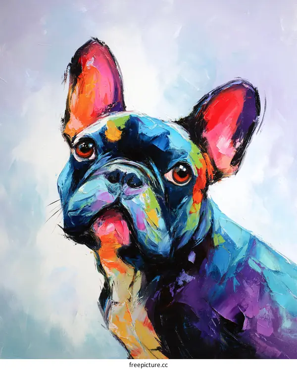 Vibrant French Bulldog Art Portrait