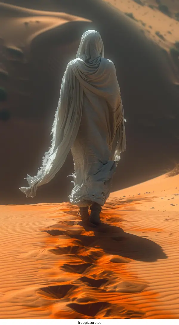 A Solitary Figure in the Expanse of the Desert
