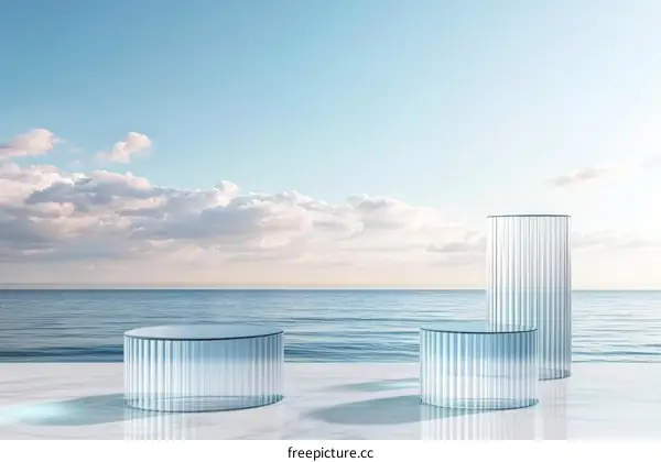 Abstract Glass Display Stands by the Ocean