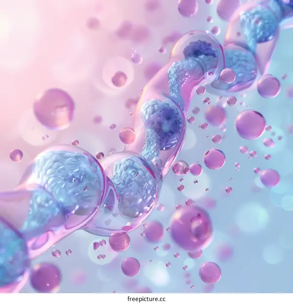 Illustration of a strand of DNA with pink bubbles