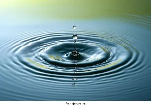 Water drop photography with green and yellow background