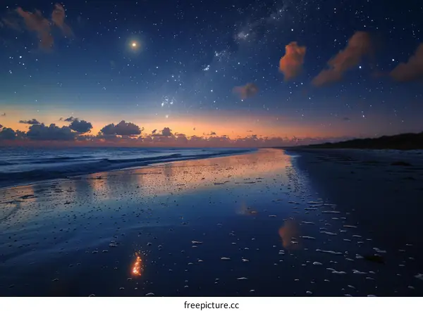 Serene Night Sky Over the Ocean