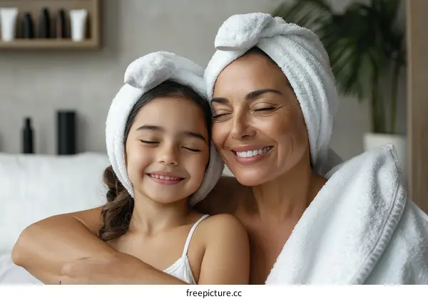 Mother and Daughter Enjoying Spa Day