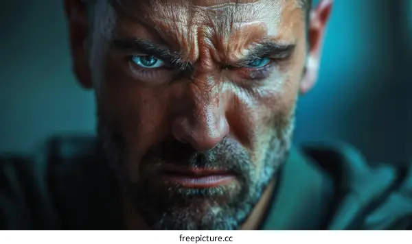 Close-up Portrait of a Serious Man