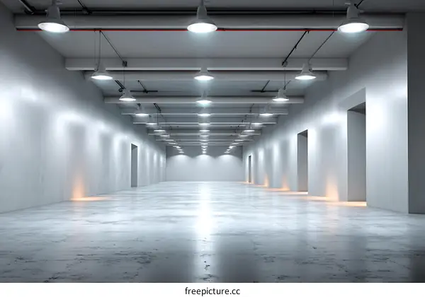 Modern Industrial Empty Hallway Perspective