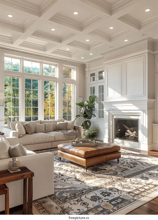 A Bright and Airy Living Room With a Cozy Fireplace