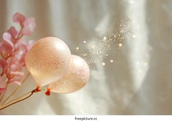 Pink Glittery Balloons with Soft Background