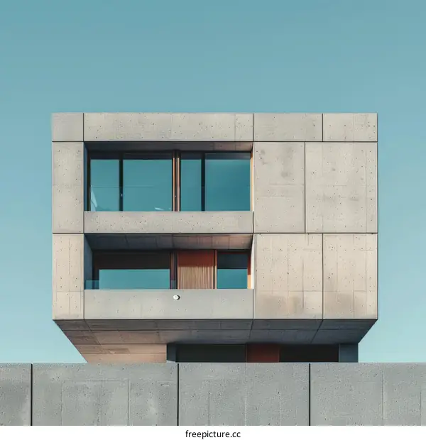 Balcony and Large Windows of a Modern Concrete Building