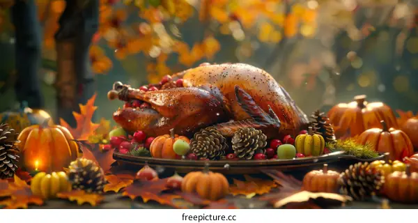 Roasted Turkey with Autumn Vegetables for Thanksgiving Dinner